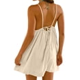 thumbnail image 3 of Sentmoon Robe pour Femme Plage Sans Manches à Col Rond Robes d'Été pour Femmes Printemps Couleur Unie Coupe Régulière à Bretelles Spaghetti Robes d'Été pour Femmes Mode pour le Travail et le Bureau Kaki G, 3 of 5