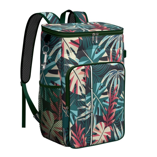 Vibrant Hawaiian Floral Backpack Cooler - 20L, Long-Lasting Insulation for Summer Adventures, Parties