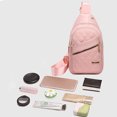 thumbnail image 4 of B-57 Pink Shoulder Messenger Bag For Women Chest Pack Multifunctional Design Durable Polyester Material Comfortable Strap Headphone Port Compact Size For Daily Essentials #MJVHi, 4 of 9