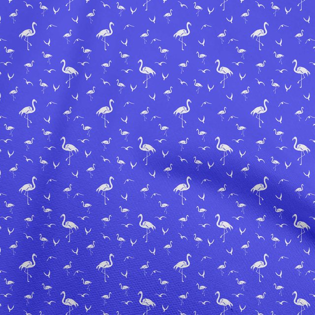 oneOone Polyester Spandex Lapis Blue Fabric Flamingo Sewing Material Print Fabric By The Yard 56 Inch Wide