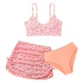 thumbnail image 1 of MIASHUI 3 Piece Girls Bathing Suits Leaf Flower Printed Bikini Set with Skirt Cover Up,Orange,8-9 Years, 1 of 6