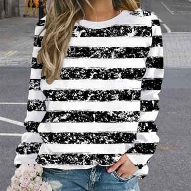 EQWLJWE Long Sleeve Shirts for Women Workout Women's Casual And Fashionable Printed Round Neck Hooded Long Sleeved Sweatshirt Tops Blouse Fall Clothes for Women