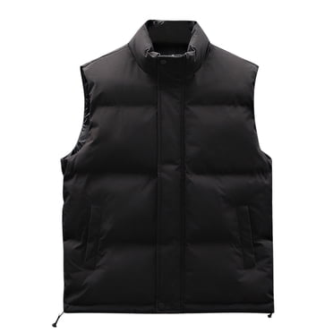 Pisexur Men's Outerwear Vests Sleeveless Solid Color Puffer Vest Casual Lightweight Warming Winter Vest Trendy Oversized Button Zipper Puffy Vest Plus Size Vest Jacket with Pockets M-5XL