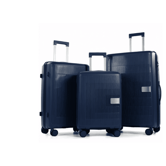 TRAVLR Elite Ensemble de Bagages Léger Extensible 3 Pcs (20 Pouces24 Pouces28 Pouces) avec Serrure TSA, Chariot en Aluminium et Roues Silencieuses Bleu