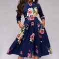 thumbnail image 1 of MesaSe Womens Floral Printed Tunic Flared Midi Dress, 1 of 2