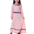 thumbnail image 3 of Robes pour Enfants Liquidation Robe Longue Musulmane Filles Moyennes Grandes Manches Longues Col Claudine Robe à Blocs de Couleur Robes de Pâques pour Filles Robe Maxi pour Demoiselles d'Honneur Rose Nouveau, 3 of 7