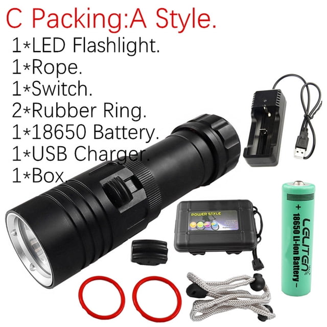 XML-L2 LED Sea Diving Submarine Yellow Light Waterproof Flashlight Marine Torch ,Powerful Illumination