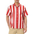 thumbnail image 1 of INSPIRE CHIC Chemises à Rayures pour Hommes à Manches Courtes, Boutonnées, Chemise Hawaïenne Imprimée S Rouge Blanc, 1 of 6