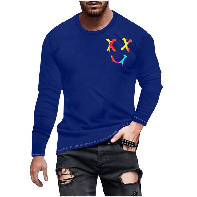 Birdeem Mens Printed Long Sleeved Top Long Sleeved Round Neck Top/Shirt