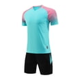 thumbnail image 2 of hengsof Ensemble de Maillot de Football à la Mode pour Enfants, Haut à Manches Courtes Col Ras du Cou, Short à Taille Élastique Tenue de Sport, Confortable Respirant Absorbant la Sueur Séchage Rapide Uniforme de Sport Deux Pièces, 2 of 4
