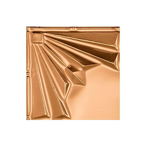 Fasade Easy Installation Art Deco Polished Copper Glue Up Ceiling Tile/ Ceiling Panel (12" X 12" Sample)