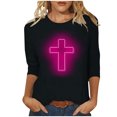 thumbnail image 2 of EGNMCR Easter T-Shirt Imprimé Femmes T-Shirts Graphiques T-Shirts pour Femmes Mode Femme Décontracté Noël Imprimé Col Rond Blouse Imprimée T-Shirt Manches 3/4 T-Shirt Blouses Femmes T-Shirts, 2 of 4