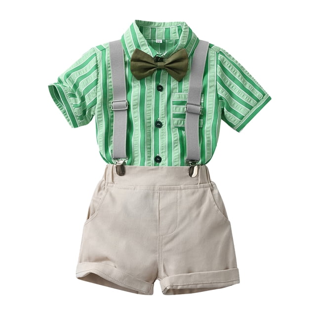 Ensemble de Vêtements pour Garçon, Chemise Habillée Formelle avec Bretelles, Tenue de Pâques pour Enfants, Vêtements pour Garçon de 1 An, 4-5 Ans
