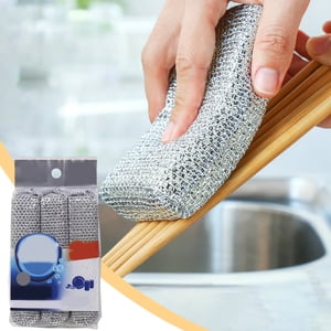 3 Pack Washable Sponges Kitchen Product, Scrubbing Sponges Kitchen, Pan Scrubbers Non Scratch Clearance Kitchen Items (Silver)