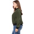 thumbnail image 2 of GRACE & GRANDEUR Women's Plus Size Contrast Trim Zipper Hip Length Bomber Jacket, 2 of 7