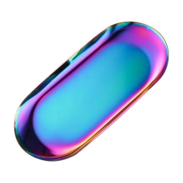 Chenmei Trinket Tray Oval Stainless Small Serving Trays Towel Storage Dish Plate Tea Trays Jewelry Plate Decorative Storage Tray Stainless Decorative Tray Jewelry Dish Co