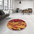 thumbnail image 4 of Ahgly Company Tapis d'Intérieur Lavable à la Machine, Carré, Transitionnel, Orange, Tapis de Zone, 4 Pieds Carré, 4 of 7