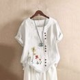 thumbnail image 2 of EQWLJWE Chemises pour Femmes Liquidation T-Shirts pour Femmes Manches Courtes Décontractées Col Rond Imprimé Ample Tunique Chemise Blouse Hauts, 2 of 5