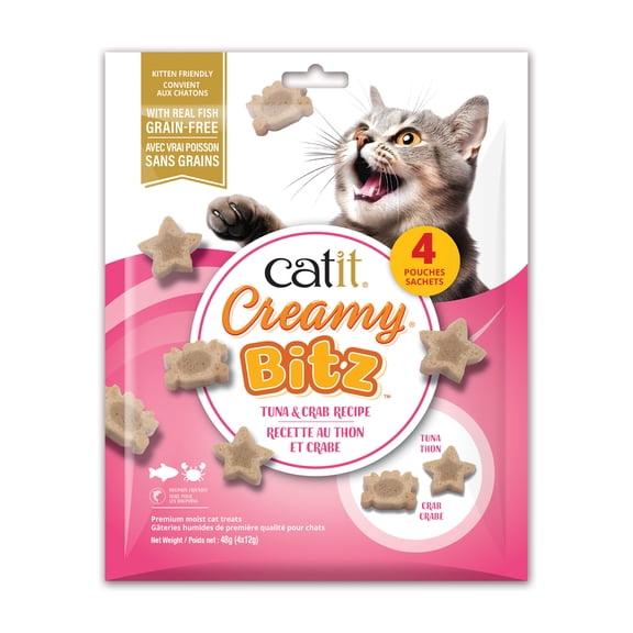 Gâteries pour chats Catit Creamy Bitz, recettes au thon et crabe, 48 G