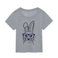 thumbnail image 1 of PMVFHDE T-Shirt Imprimé Lapin de Pâques pour Filles - Mignon Col Rond Manches Courtes pour Printemps Vacances, Fête de Pâques & Tenues Décontractées (Doux & Confortable) Gris, 7-8 Ans, 1 of 3