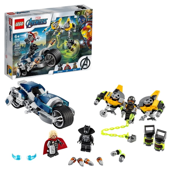 LEGO Marvel Avengers Attaque à Vélo Speeder 76142 Black Panther et Thor Jouet de Superhéros à Construire (226 Pcs)