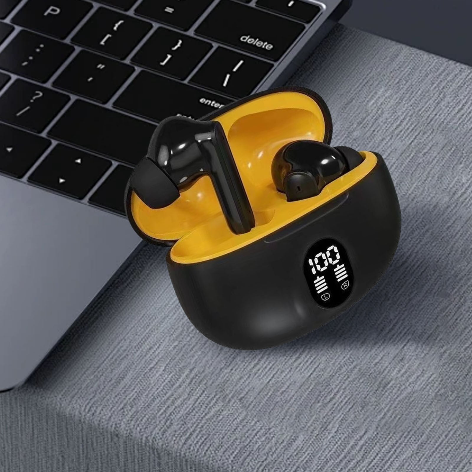 Wireless Earbuds, Bluetooth 5.4 Headphones Bass Stereo, Ear Buds with Noise Cancelling Mic, Waterproof in Ear Earphones, 48H LED Display Bluetooth Earbuds for Laptop Pad Phones Sports, 2.36x1.57"