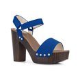 thumbnail image 1 of BLISSFUL STEP Sandales à Talons Hauts à Plateforme à Bride Arrière pour Femmes, Talons Épais, Bleu Foncé (Taille 8), 1 of 6
