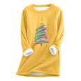 thumbnail image 2 of Meichang Chandail en Molleton pour Femmes Grande Taille, Graphique d'Arbre de Noël, Chandail Doublé Sherpa, Chaud pour l'Hiver, Manches Longues, Col Rond, Chandail à Enfiler, Jaune, M, 2 of 4