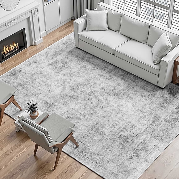 VEVOR Large Area Rug 9 x 12 ft Anti-Skid and Tear-Resistant Floor Mat Bohemian Gray
