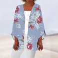 thumbnail image 2 of Pisexur Veste pour Femmes, Cardigans à devant Ouvert, Manteaux Trench, Vestes d'Automne, Chemise Ample Décontractée pour Femmes à Manches 3/4 Imprimée, Hauts, Cardigan, 2 of 5