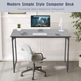 thumbnail image 2 of Computer Desk 48'' Simple Desk with Adjustable Feet, Large Office Desk with Metal Legs, Modern Steel Frame Wood Study Desk for Home Office, Black, 2 of 7