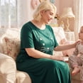 thumbnail image 2 of Agnes Orinda Nuisettes pour Femmes Grande Taille Fête des Mères Col Rond Manches Courtes Robe de Nuit Imprimé Chats Pyjamas Détente Maison avec Poche 4X Vert Foncé, 2 of 8