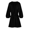 thumbnail image 4 of Ersazi Robe d'Été pour Femmes en Liquidation Mode Robe Décontractée pour Femmes Col en V Manches Longues Robe en Velours Canari Robe Longue à Taille Noire 5TG, 4 of 6