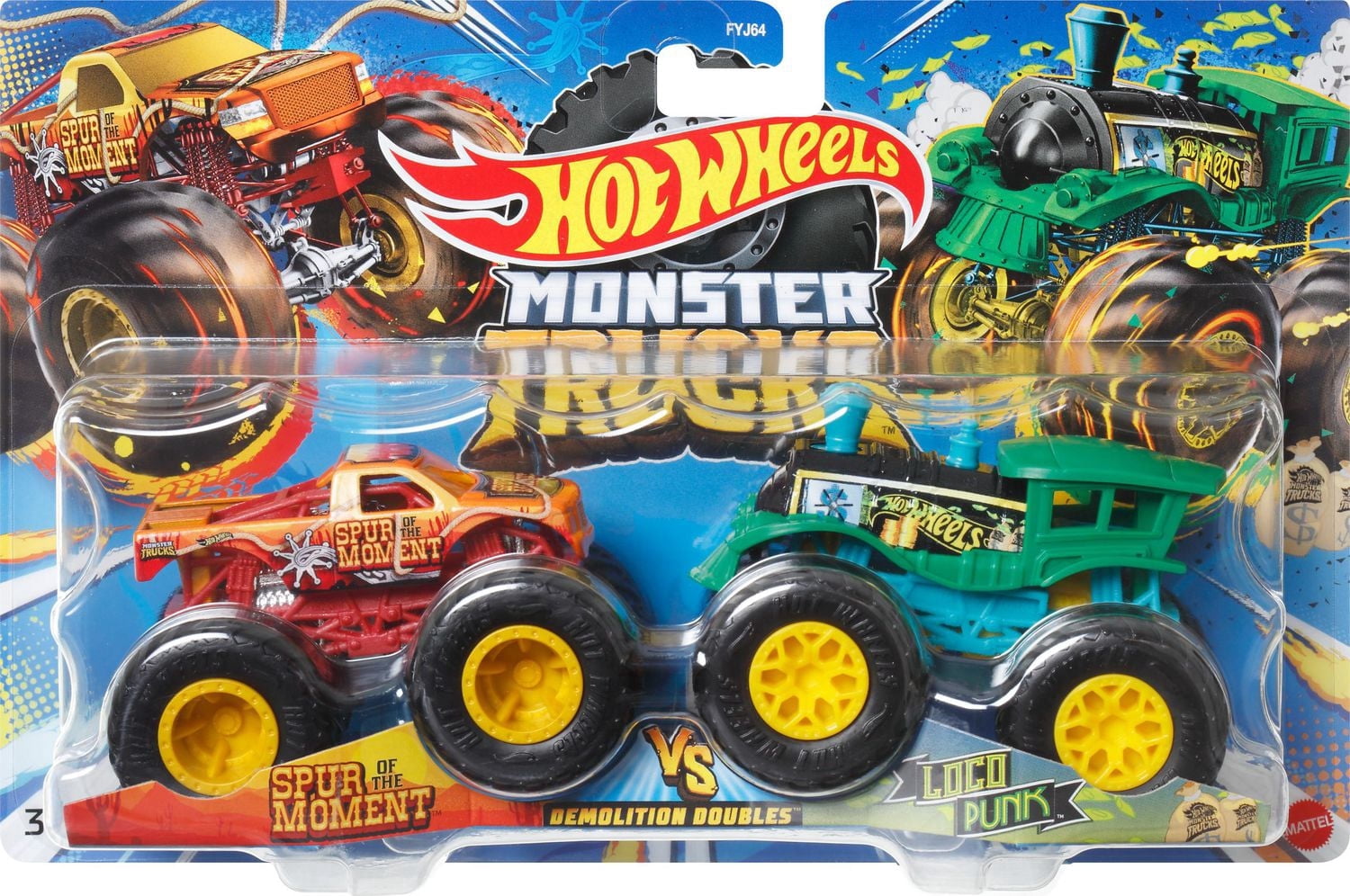 Hot Wheels Monster Trucks Demolition Doubles, Set of 2 Toy Trucks (Styles May Vary)