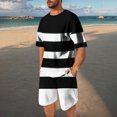 thumbnail image 1 of NTACZA Crew Neck Shorts Set Men Striped Short Sleeve Tracksuits Athletic Breathable Mens Sweatsuits M, 1 of 7