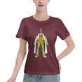 thumbnail image 1 of T-Shirt Basique à Manches Courtes pour Femme une Pièce Singe Jaune, 1 of 6