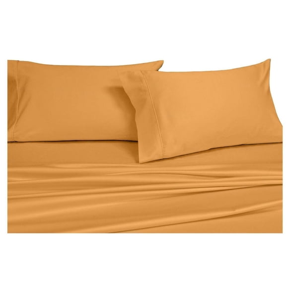 Royal Hotel Draps en Coton, Ensemble de Draps 3 Pcs, 100 % Coton, 300 Fils au Pouce, Satin Uni, Poche Profonde - Or - Très Grand Simple TG, Très Grand Simple