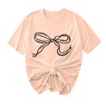 thumbnail image 2 of Offre à Durée Limitée Iumwxz T-Shirts Basiques Décontractés Plissés et Amples pour Femmes Blouses pour Femmes T-Shirts Graphiques à Nœud Col Rond Manches Courtes Hauts Blouse pour Dames Doux et Confortables pour Faire des Courses, 2 of 4
