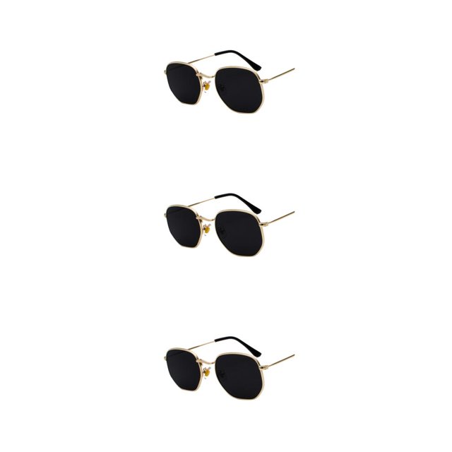 Redempat Fashionable Polarized Lens Small Frame Sun Glasses For Trendy Style gold black gray C2 3Set