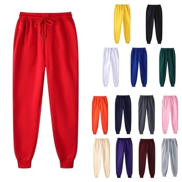QATAINLAV Unisex Casual Elastic Waist Plus Size Sweatpant with Pockets Solid Color Workout Running Joggers Pants Women and Men Fall Winter Clothes Black XXXL Mens Gifts
