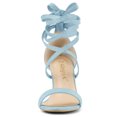 thumbnail image 2 of BLISSFUL STEP Women's Solid Color Strap Block Heel Lace up Sandals, 2 of 7