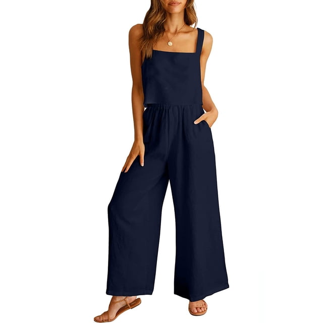 zanvin Ensembles 2 Pcs pour Femmes, Ensemble Décontracté 2 Pcs pour Femmes en Lin avec Short, Haut Sans Manches, Veste, Haut/chemise Sans Manches à Col Ras du Cou