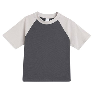 Plebaso T-shirts en Coton pour Enfants Garçons Filles Manches Courtes Haut à Blocs de Couleur T-Shirts Décontractés Basiques pour Unisexe