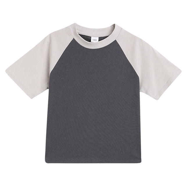 LLYWEY Chandail Raglan pour Enfants, T-Shirts de Baseball pour Tout-Petits, T-Shirt de Baseball Unisexe Garçons Filles d'Été à Col Rond à Manches Courtes, Haut Tunique Ample Décontracté Respirant à Enfiler 3-14 Ans Gris 2T