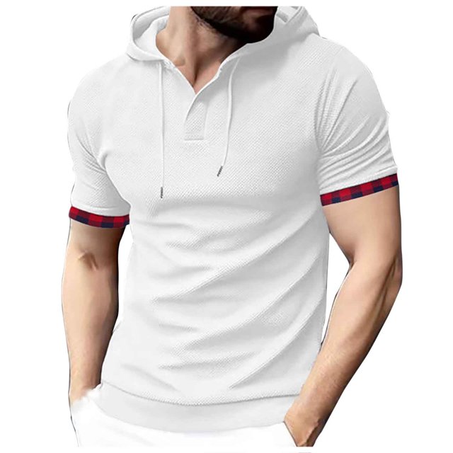 Birdeem Chemise pour Hommes, Manches Courtes, à Capuche, Décontractée, Sportive
