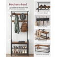 thumbnail image 4 of VASAGLE Coat Rack, Hall Tree with Shoe Bench for Entryway, Entryway Bench with Coat Rack, 4-in-1, Rustic Brown and Black, 4 of 5