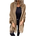 thumbnail image 2 of LOVZFMLL Cardigan for Women's Loose Casual Solid Color Shawl Jacket With Plush Tassel For And Winter Cardigan, 2 of 6