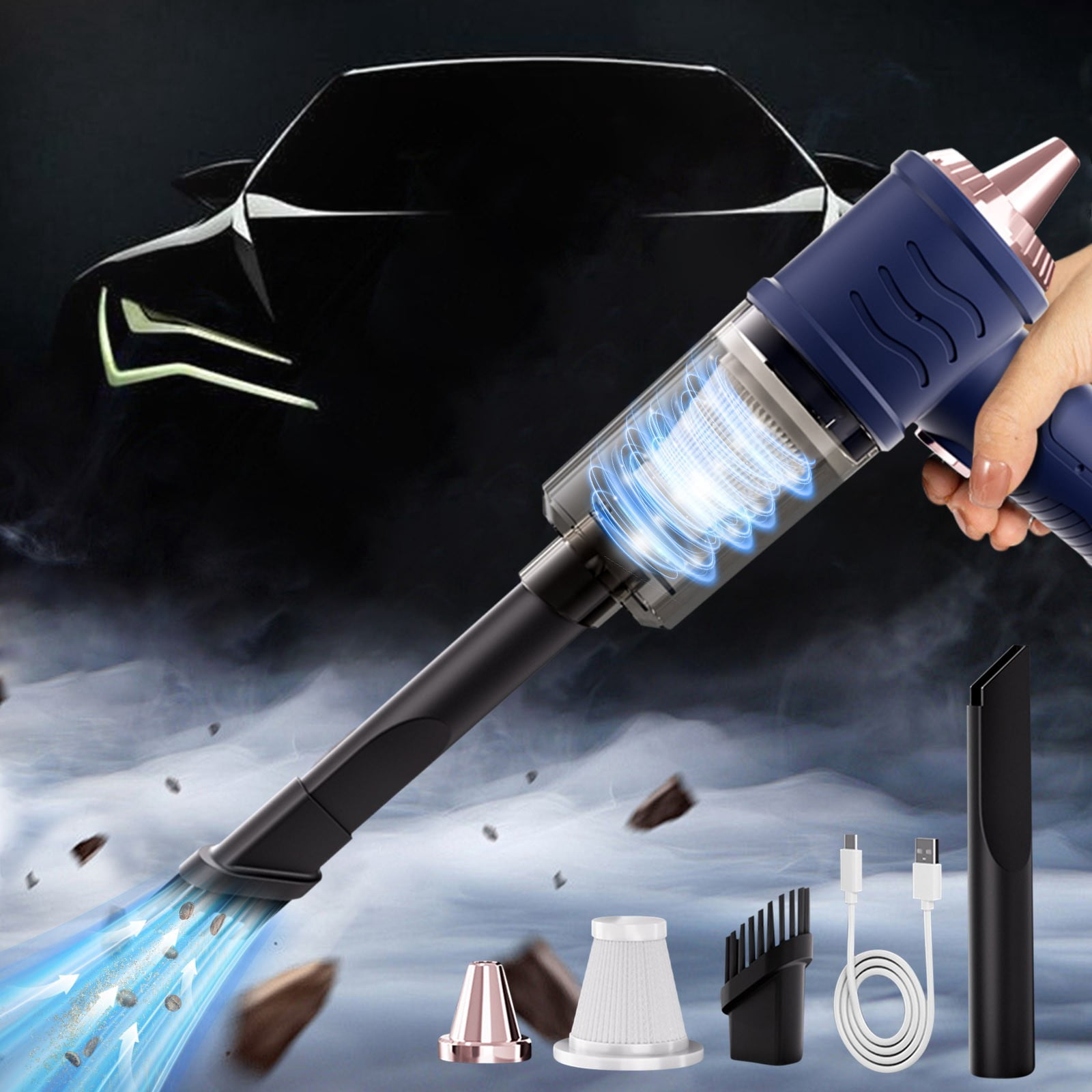 Dvkptbk Wireless Car Mounted Vacuum Cleaner with High Suction Power for Both Blowing And Suction Handheld Portable Multifunctional Vacuum Cleaner for Both Car And Home