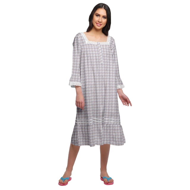 Moomaya Chemise de Nuit Évasée en Coton pour Femmes