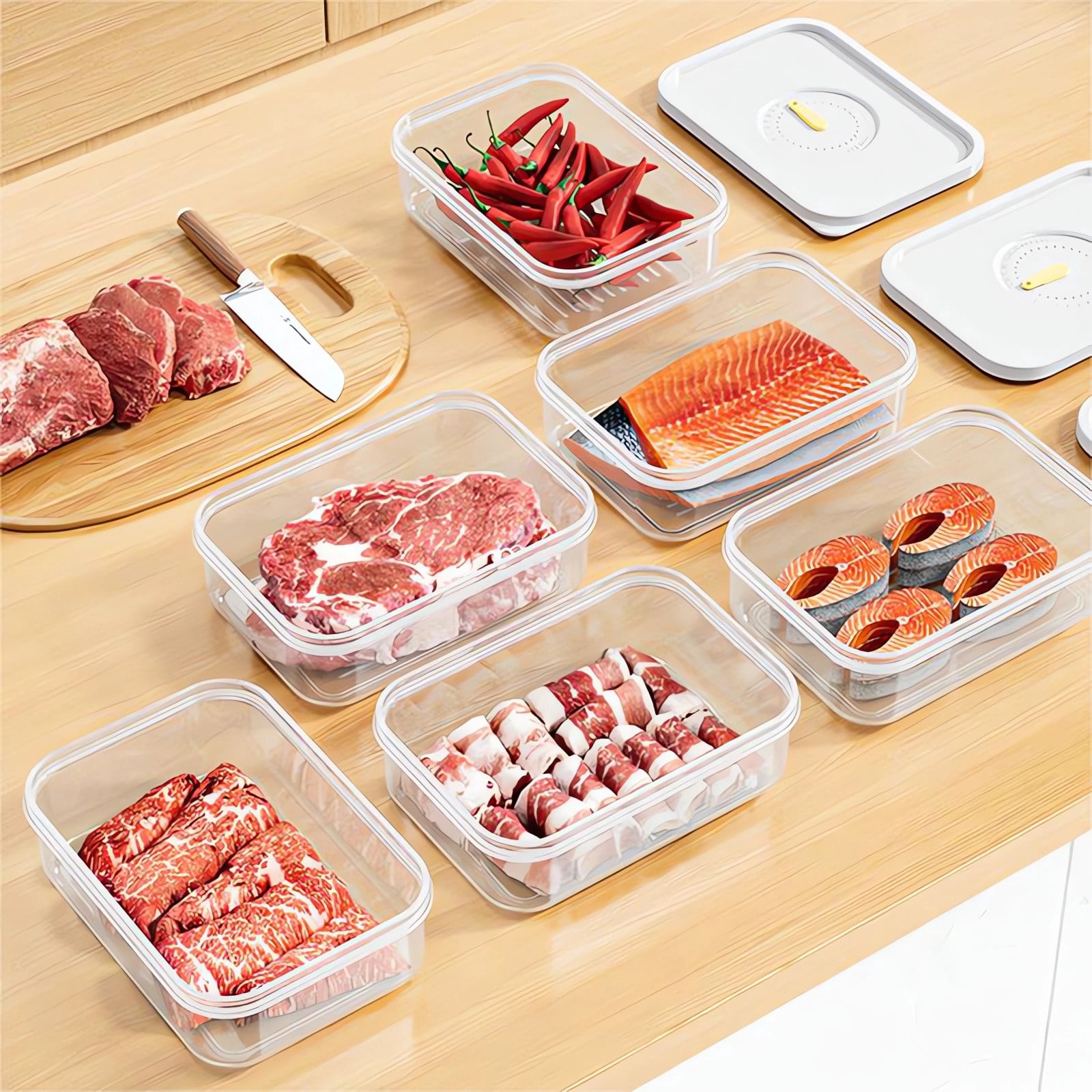 Food Storage Containers with Lids, Airtight BPA Free Plastic Kitchen Organizer for Lunch Meat Fruit, Leakproof Fridge Pantry Organization